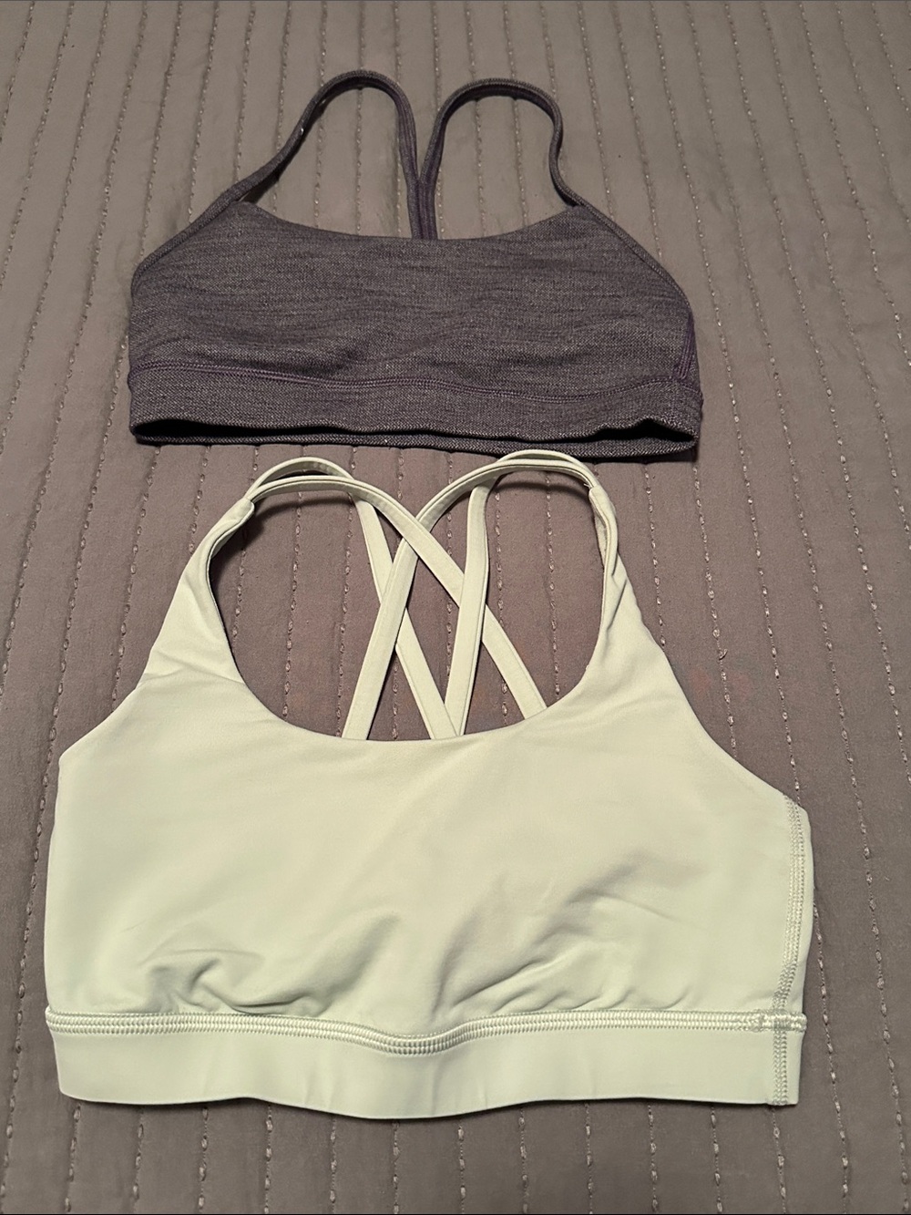 Lululemon size 4 Women's Double Strappy Sports Bras - Gray & Light Green